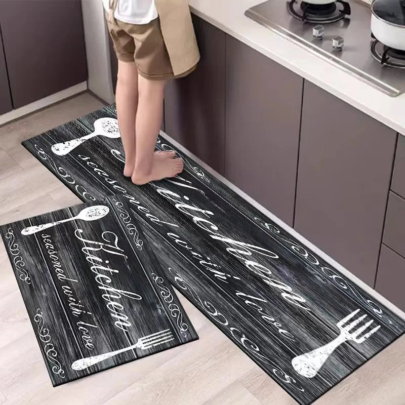 VIKAMA Kitchen Theme Floor Mat Non-slip Waterproof