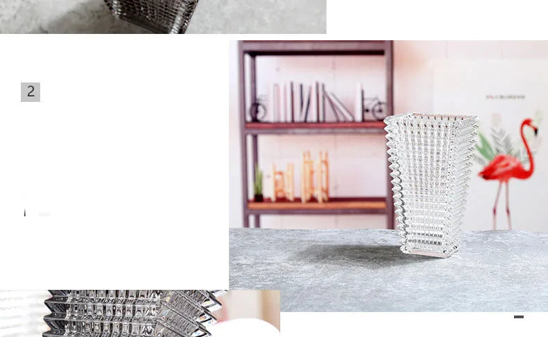 Transparent Crystal Vase Square Edges and Corners