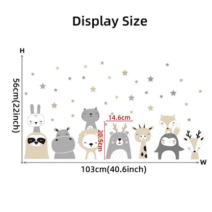 1Pc Cute Lion Bunny Forest Animals Wall Stickers