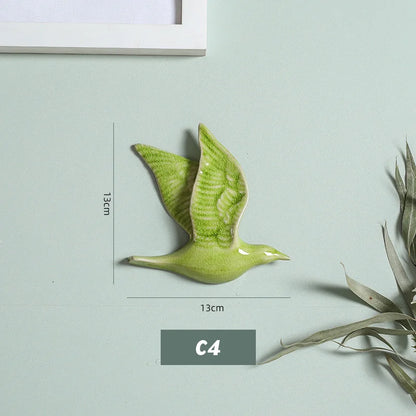 3D Ceramic Bird Swallows Creative Wall Hanging Sticker
