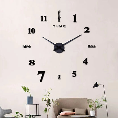 Large Frameless Clock 3d Mirror Wall Surface Sticker