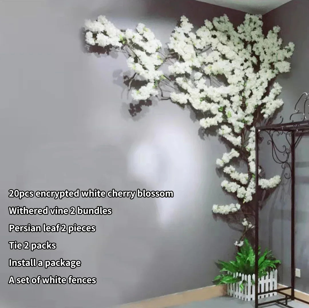 Artificial Cherry Tree Rattan Flower,  Wall Decoration