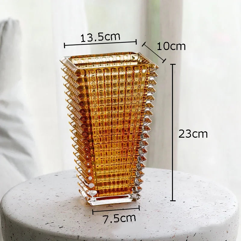 Transparent Crystal Vase Square Edges and Corners