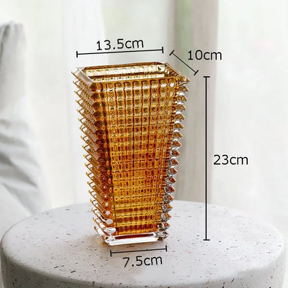 Transparent Crystal Vase Square Edges and Corners