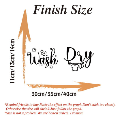 Wash Dry Washer Dryer Laundry Wall Decal Sticke