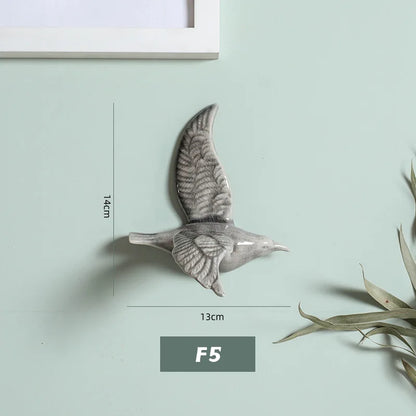 3D Ceramic Bird Swallows Creative Wall Hanging Sticker