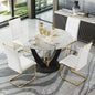 marble tabletop 4 cushioned chairs, modern kitchen table