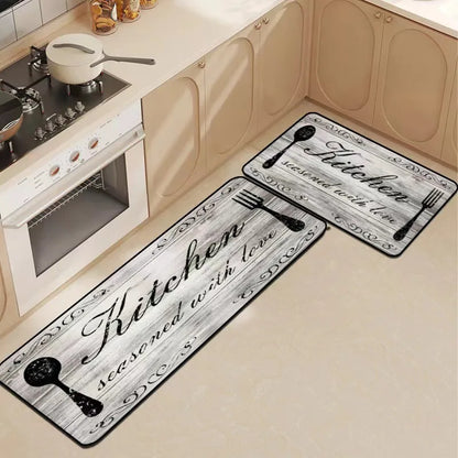 VIKAMA Kitchen Theme Floor Mat Non-slip Waterproof