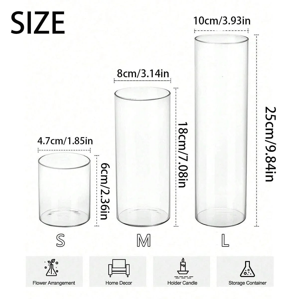 Glass Cylinder Vases Florals Container Flower Vase