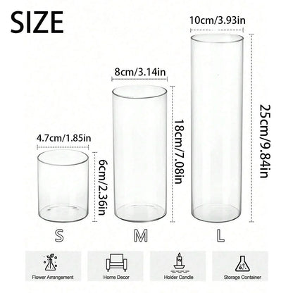 Glass Cylinder Vases Florals Container Flower Vase
