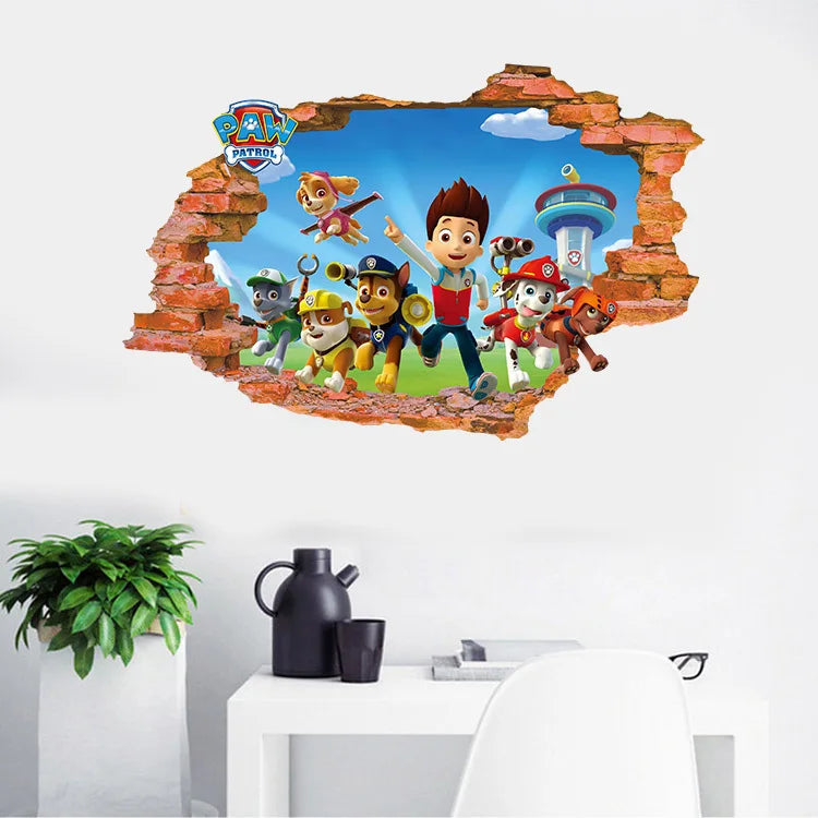 New Hot 3D PAW Children Cartoon Wall Stickers Waterproof Home Decoration Patrols For Kid's Room PVC DIY Vinyl Wallpaper Gifts