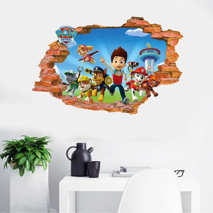 New Hot 3D PAW Children Cartoon Wall Stickers Waterproof Home Decoration Patrols For Kid's Room PVC DIY Vinyl Wallpaper Gifts