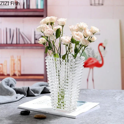 Transparent Crystal Vase Square Edges and Corners