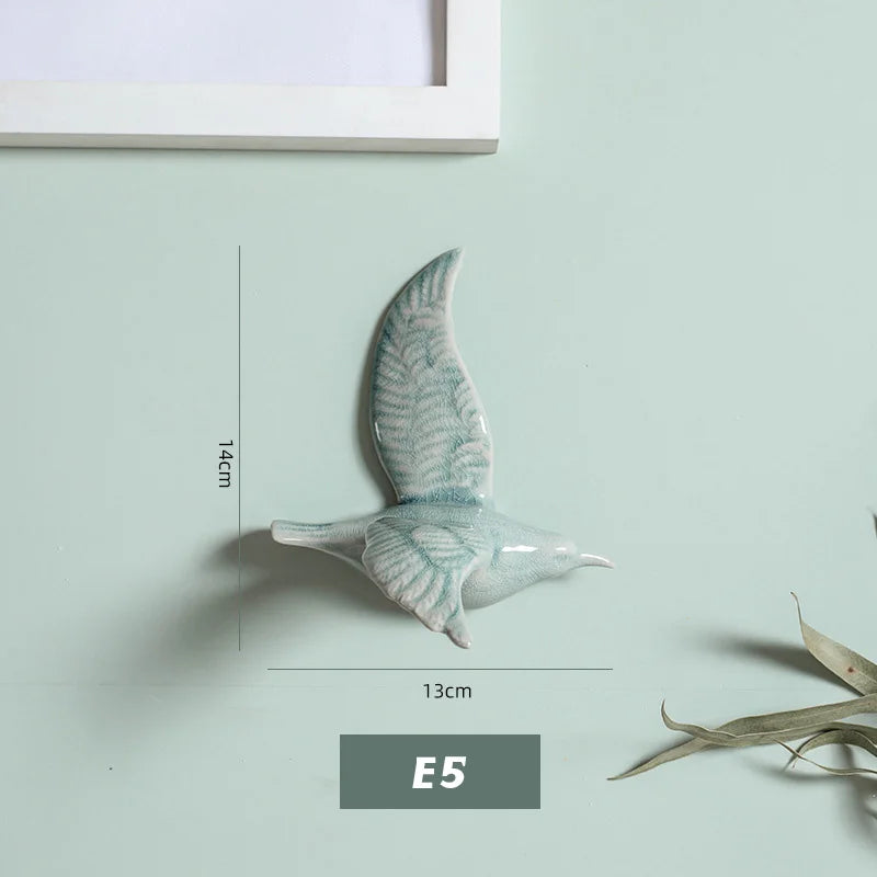 3D Ceramic Bird Swallows Creative Wall Hanging Sticker