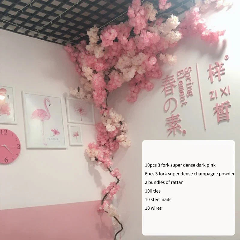 Artificial Cherry Tree Rattan Flower,  Wall Decoration