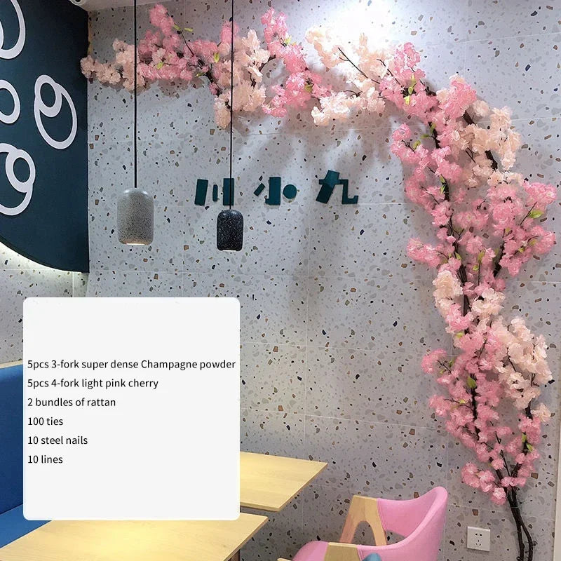 Artificial Cherry Tree Rattan Flower,  Wall Decoration