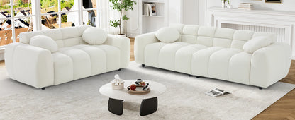 2-piece Sofa Set, Plush Cushioned Deep Seated Sofa