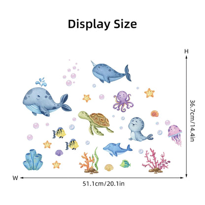 1Pc Whales Turtles Dolphins Cartoon Marine Animal Wall