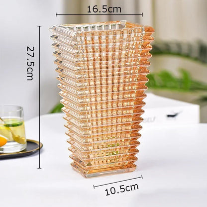 Transparent Crystal Vase Square Edges and Corners Glass Vases Hydroponics Glass Flowers Pots Flower Arrangement Desk Decoration