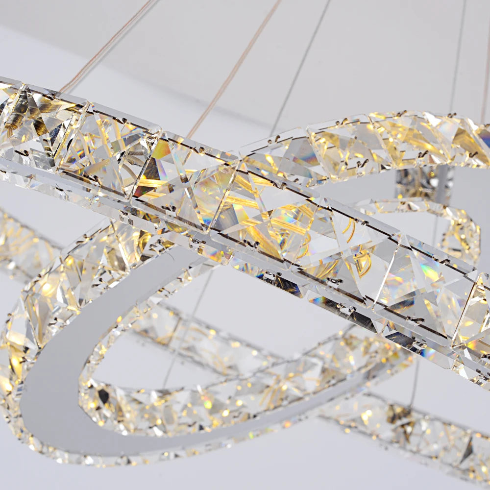 Luxury Rings Led Crystal Chandelier Mordern  Light Dining
