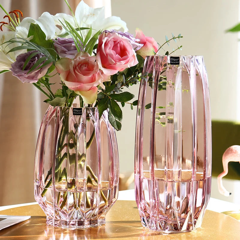 Nordic simple large glass vase transparent color