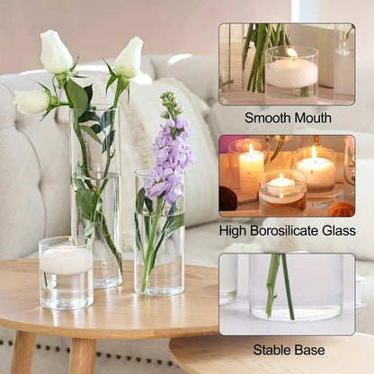 Glass Cylinder Vases Florals Container Flower Vase