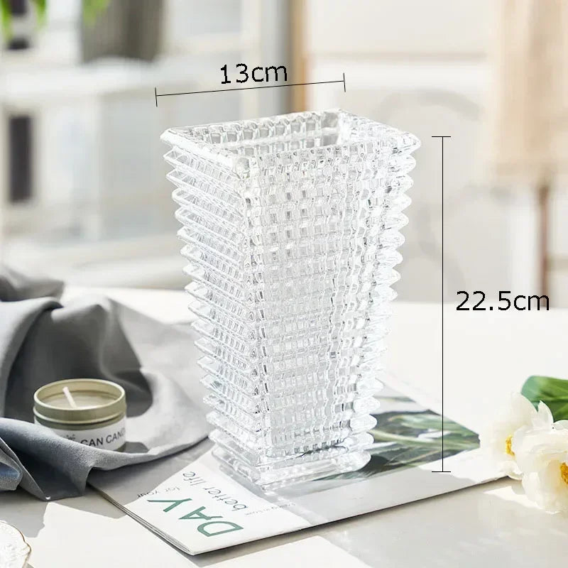 Transparent Crystal Vase Square Edges and Corners