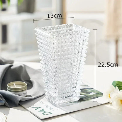 Transparent Crystal Vase Square Edges and Corners