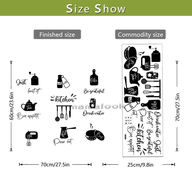 Creative wall stickers for food tableware kitchen layout self-adhesive new
