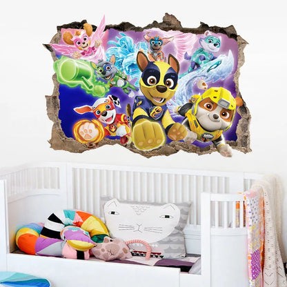 New Hot 3D PAW Children Cartoon Wall Stickers Waterproof Home Decoration Patrols For Kid's Room PVC DIY Vinyl Wallpaper Gifts