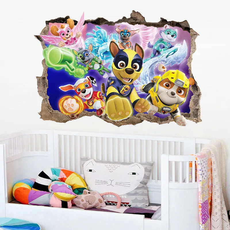 New Hot 3D PAW Children Cartoon Wall Stickers Waterproof Home Decoration Patrols For Kid's Room PVC DIY Vinyl Wallpaper Gifts