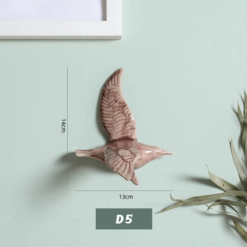 3D Ceramic Bird Swallows Creative Wall Hanging Sticker
