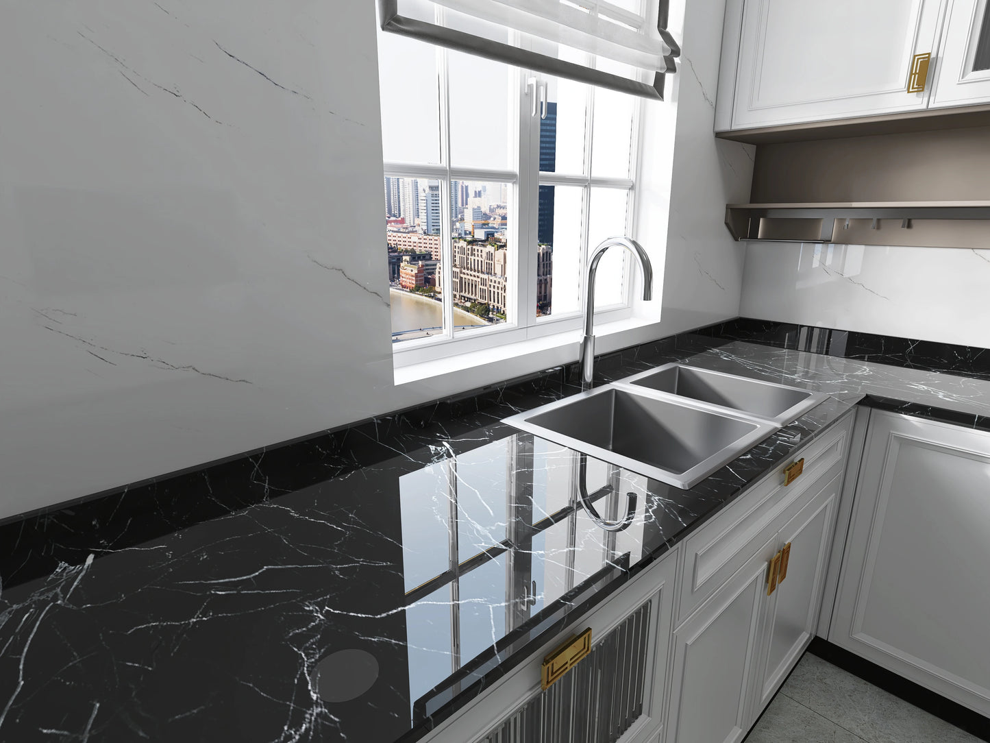40cm Width Marble Self Adhesive Wallpaper Paper For Kitchen