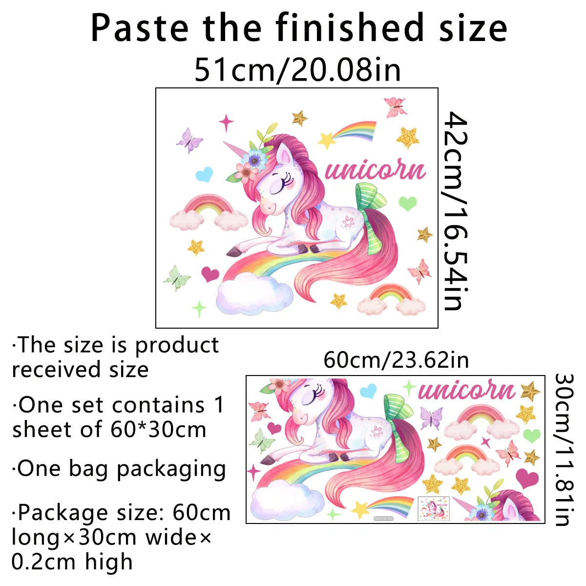 Smiling Unicorn Wall Stickers Background Wall Decor