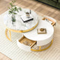 Coffee Table, Modern Round with Drawers Assemble,