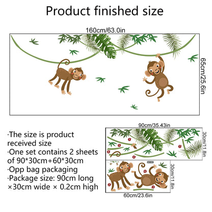 Large Funny Jungle Giraffe Zebra Monkey Door Decor Wall Decals