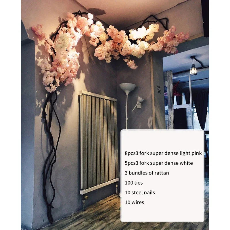 Artificial Cherry Tree Rattan Flower,  Wall Decoration