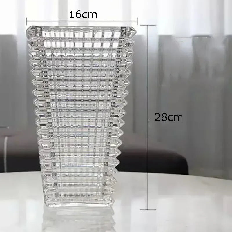Transparent Crystal Vase Square Edges and Corners