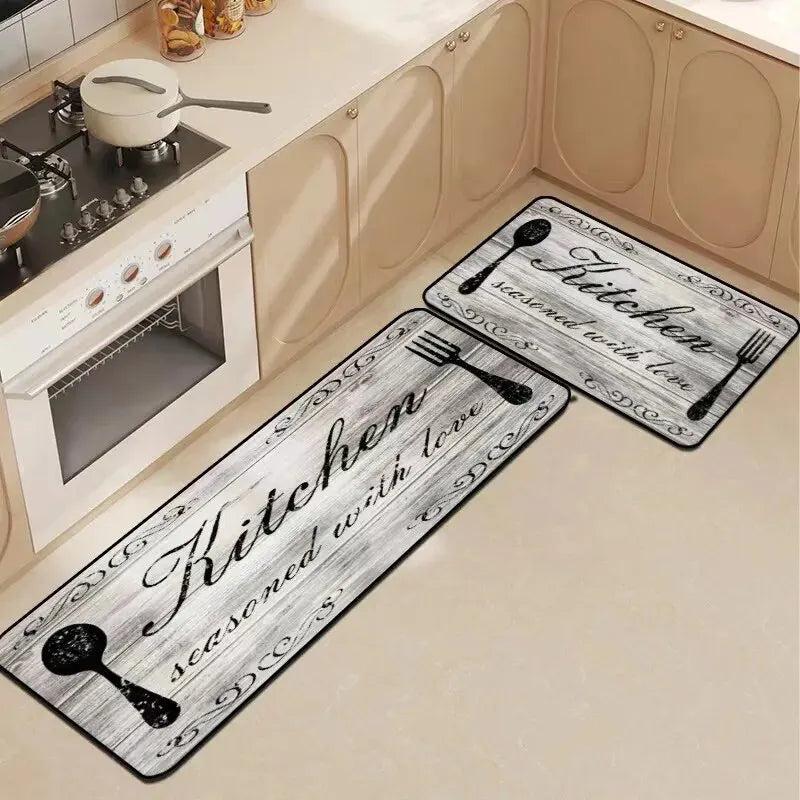 VIKAMA Kitchen Theme Floor Mat Non-slip Waterproof