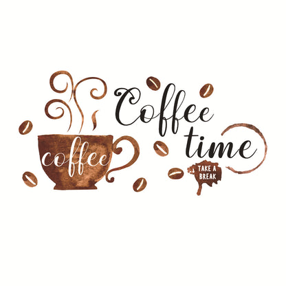 Creative Coffee Cup Pattern Wall Stickers Cafe Kitchen Bar Decor Cabinet Art English Home Decoration Self-adhesive Wallpaper