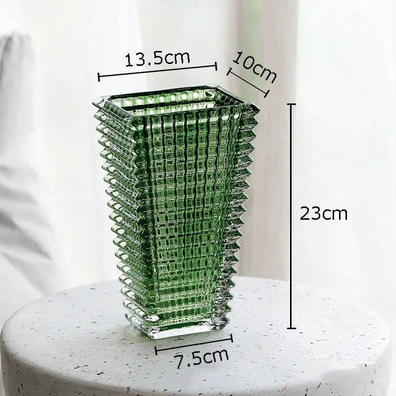 Transparent Crystal Vase Square Edges and Corners Glass Vases Hydroponics Glass Flowers Pots Flower Arrangement Desk Decoration