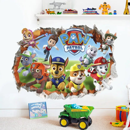 New Hot 3D PAW Children Cartoon Wall Stickers Waterproof Home Decoration Patrols For Kid's Room PVC DIY Vinyl Wallpaper Gifts