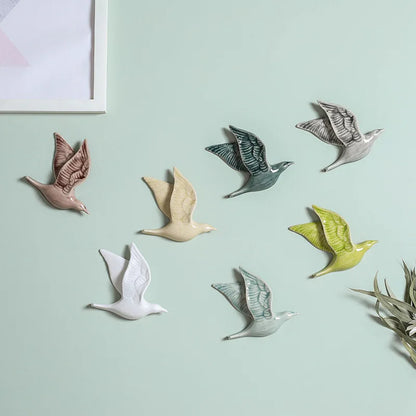 3D Ceramic Bird Swallows Creative Wall Hanging Sticker