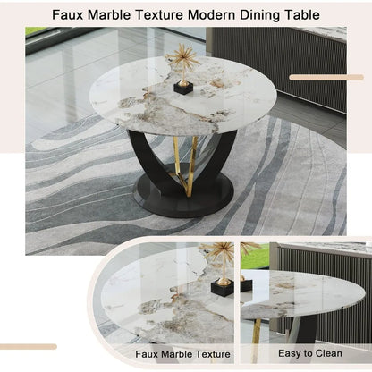 marble tabletop 4 cushioned chairs, modern kitchen table