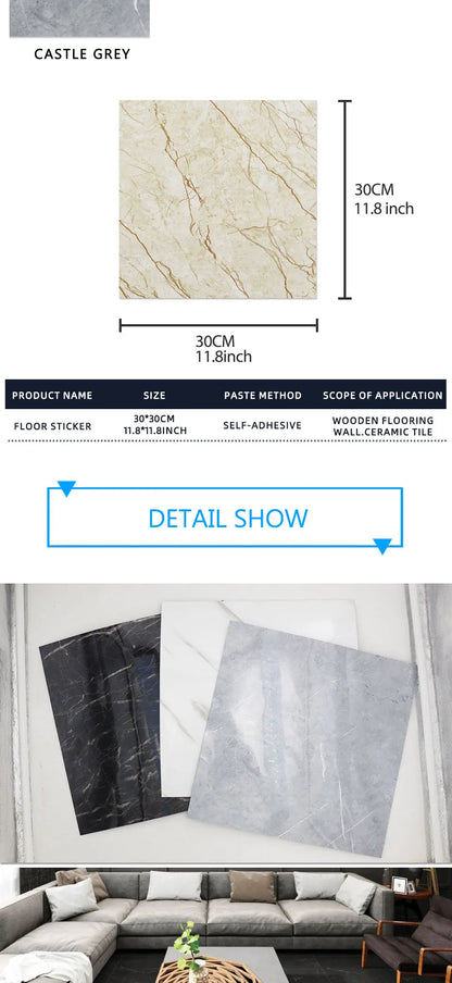 10/pcs PVC Imitation Marble Wall Self-adhesive Waterproof