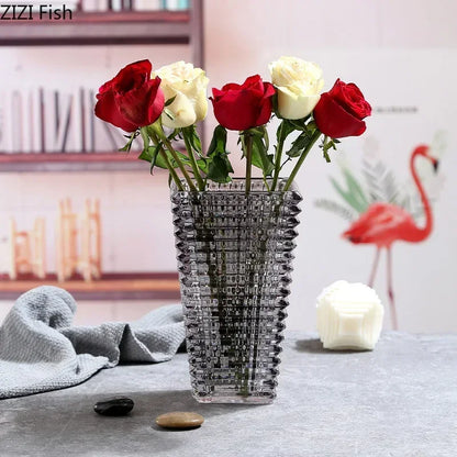 Transparent Crystal Vase Square Edges and Corners