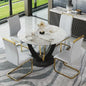 marble tabletop 4 cushioned chairs, modern kitchen table