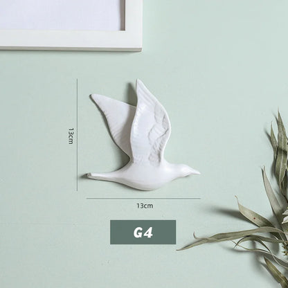 3D Ceramic Bird Swallows Creative Wall Hanging Sticker