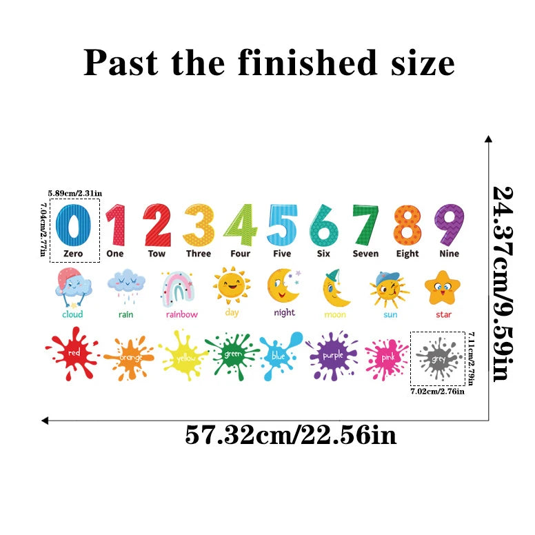Kids room 3d number wall sticker self adhesive colorful wall art decal kindergarten school decoration