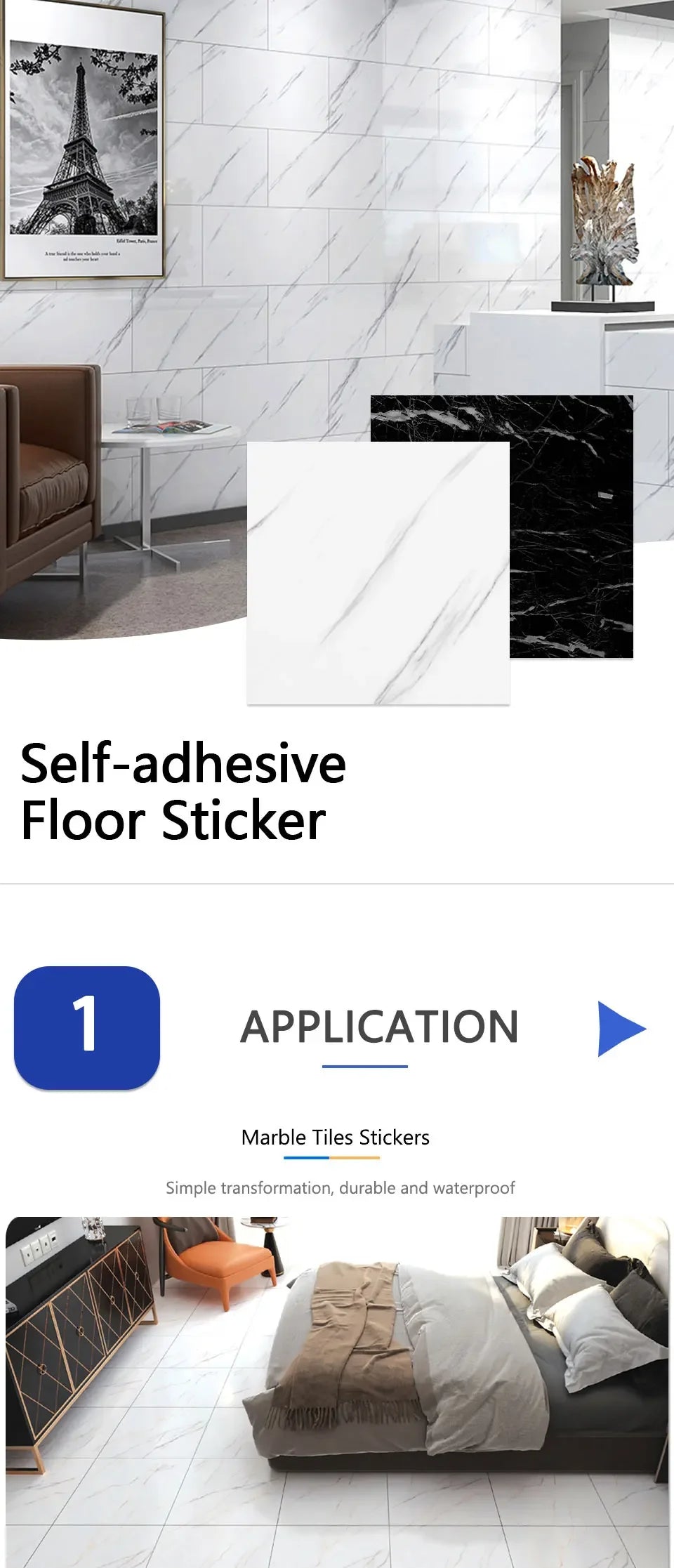 20pc PVC Imitation Marble Wall Stickers Self-adhesive Floor Stickers 30*30cm Waterproof Bathroom living Room Decoration Decals